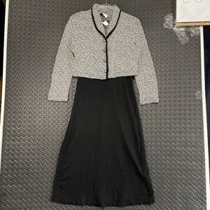 Vintage Petite Focus Gray Black 2 Piece Dress Jacket Women's Size 10 Made In USA